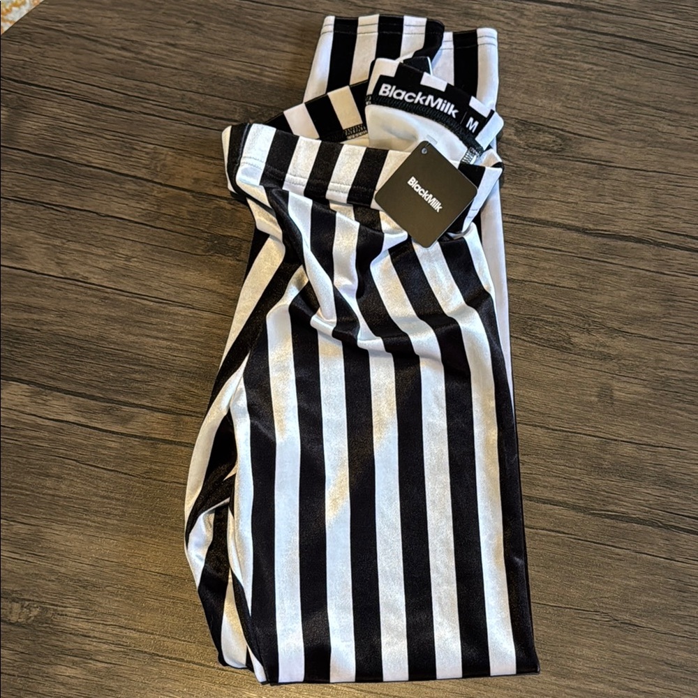 BlackMilk Monochrome Striped Leggings